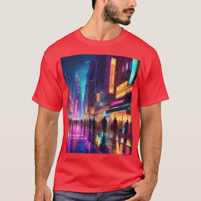 T-shirt Une ville nocturne (Devant)