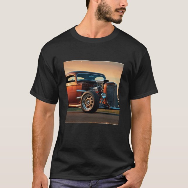 T-shirt une voiture d'époque à talon chaud (Devant)