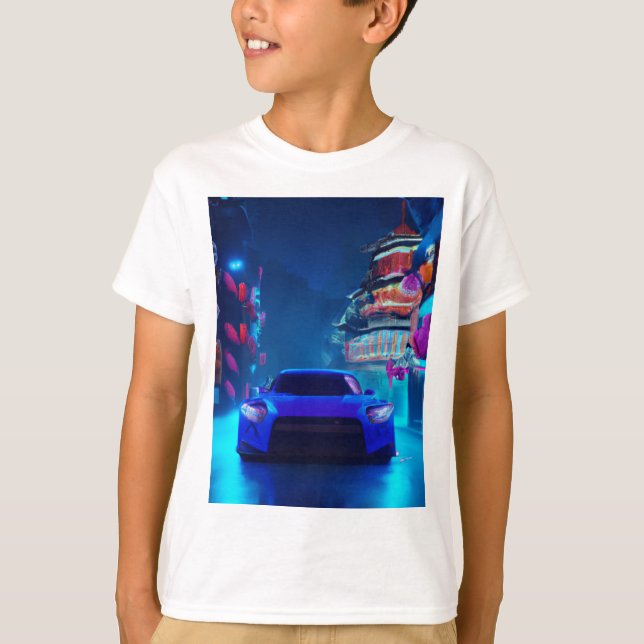 T-shirt Une voiture japonaise - Une ville japonaise - sur  (Devant)