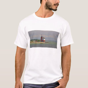 T-shirt Une vue de la station de phare de Round Island.