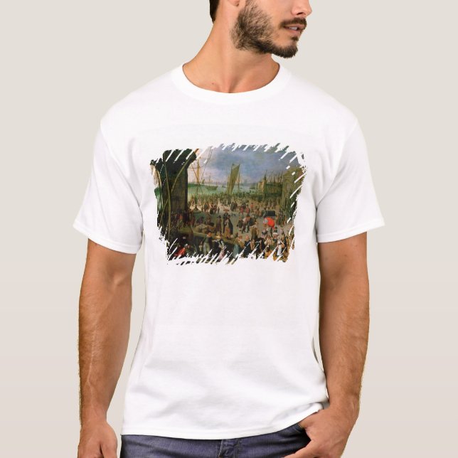 T-shirt Une vue de port d'Anvers (Devant)