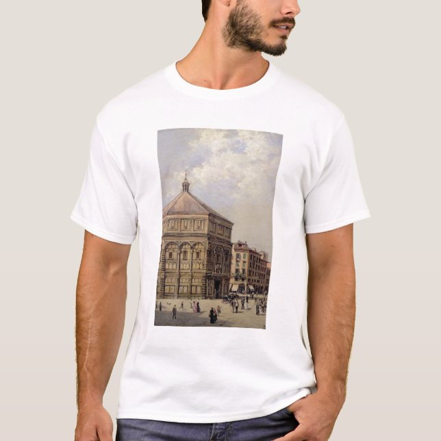 T-shirt Une vue du Baptistry à Florence (panneau) (Devant)