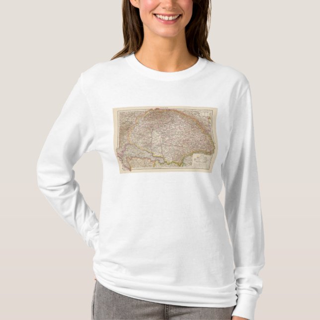 T-shirt Ungarn, carte d'atlas de la Hongrie (Devant)