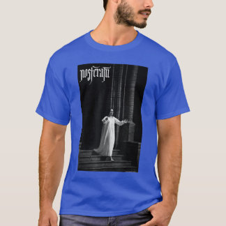T-shirt Uni Noir Horreur Gothique Petit Col V Manches Long
