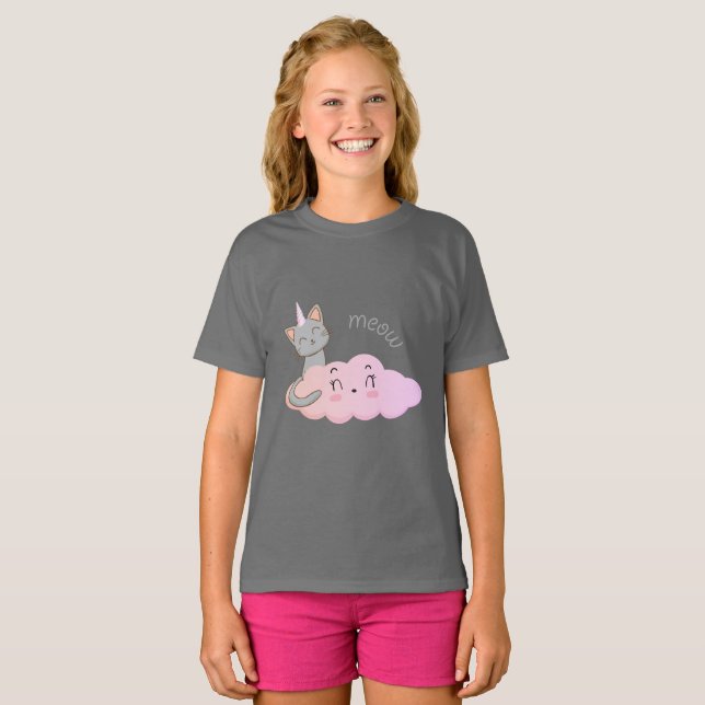 T-shirt unicat nuage meow (Devant entier)