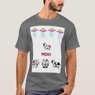 T-shirt Unicode/vaches, vaisseau spatial, OVNI, mignon