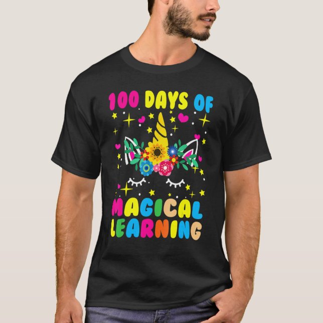 T-shirt Unicorn 100 Jours D'Apprentissage Magique Joyeux 1 (Devant)