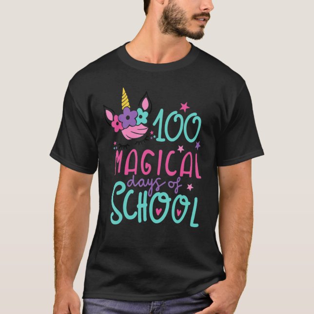 T-shirt Unicorn 100 Magical Days Of School Happy 100th Sch (Devant)