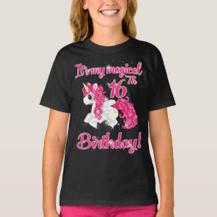 T-shirt Unicorn 16ème anniversaire fête chemise fille 16 a