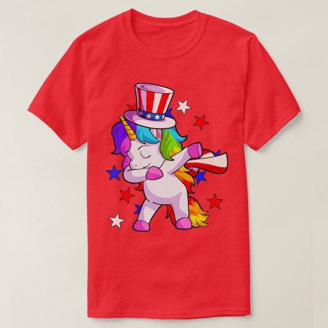 T-shirt Unicorn 4 juillet Femmes Jeunes Filles Américaines (Design devant)