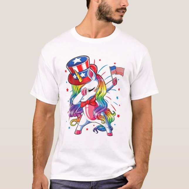 T-shirt Unicorn 4 juillet filles (Devant)