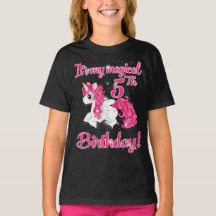 T-shirt Unicorn 5e anniversaire fête chemise fille 5 ans