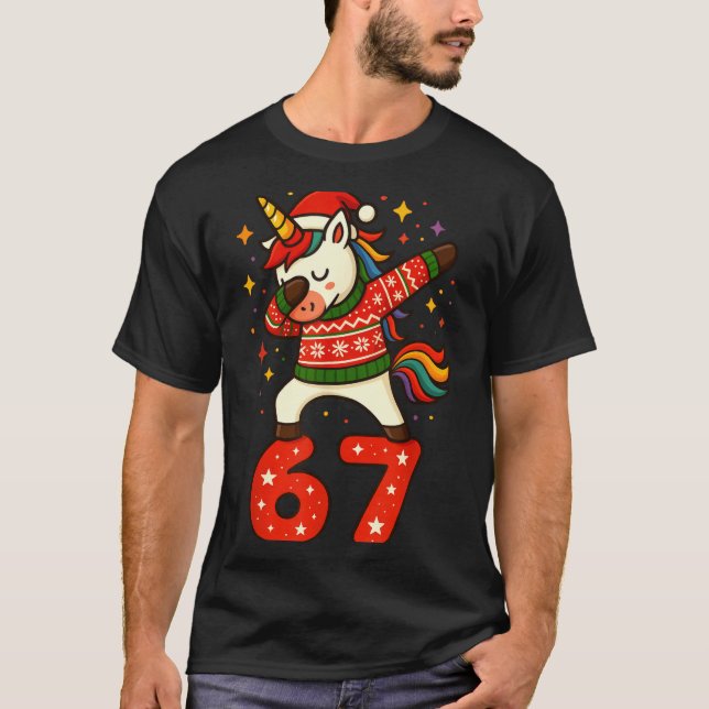 T-shirt Unicorn 67 Meme Six Seven Funny Christmas  (Devant)