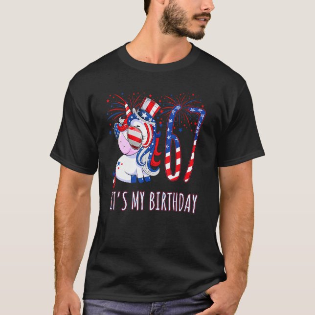 T-shirt Unicorn 67e anniversaire 4 juillet Nouvel An 67 an (Devant)