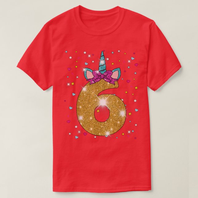 T-shirt Unicorn 6e anniversaire fille Si 6 ans  (Design devant)