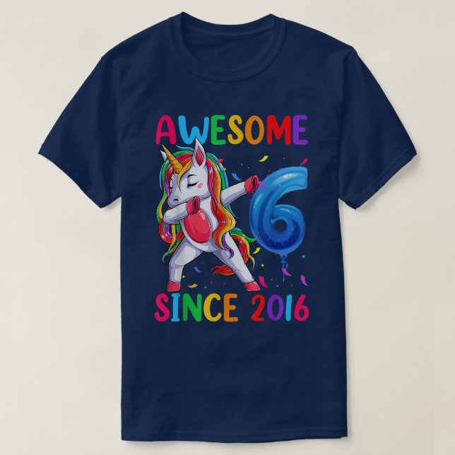 T-shirt Unicorn 6e Anniversaire Tenue Pour Filles, Awesome (Design devant)