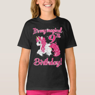 T-shirt Unicorn 9e anniversaire fête chemise fille 9 ans