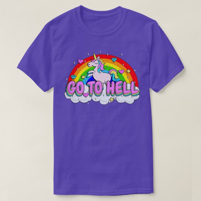 T-shirt Unicorn Aller en enfer Unicorn (Design devant)