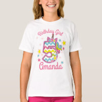 Unicorn Anniversaire fille Cinquième chemise
