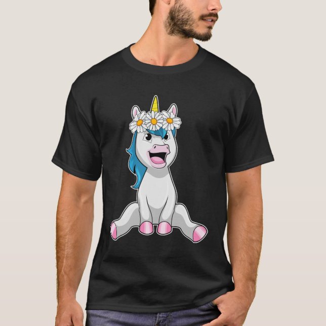 T-shirt Unicorn avec Flowers Daisy (Devant)