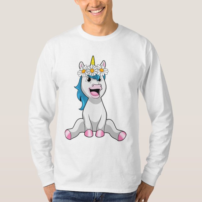 T-shirt Unicorn avec Flowers Daisy (Devant)