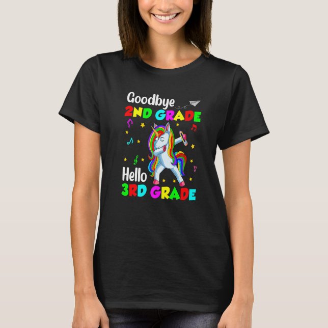 T-shirt Unicorn Back To School Goodbye 2nd Grade Hello Thi (Devant)