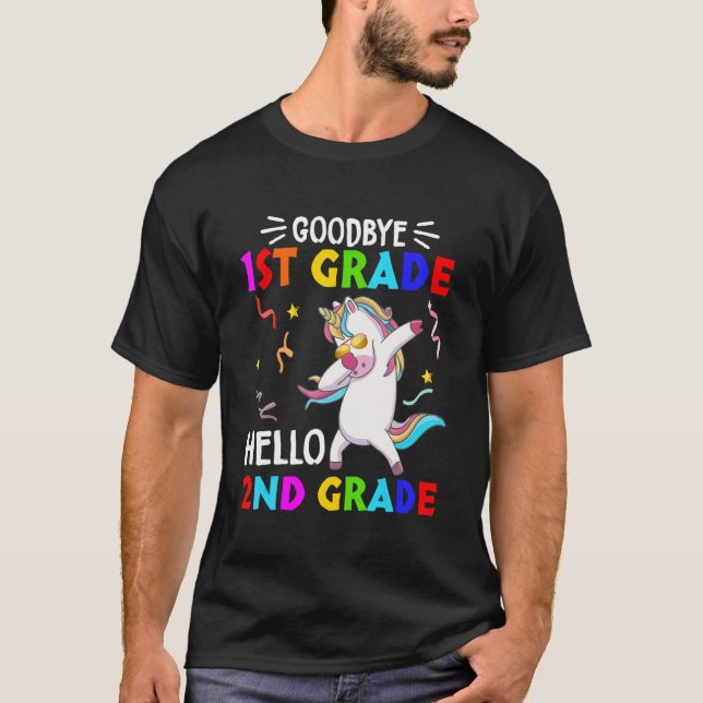 T-shirt Unicorn Back To School Hello Second Grade Goodbye  (Devant)