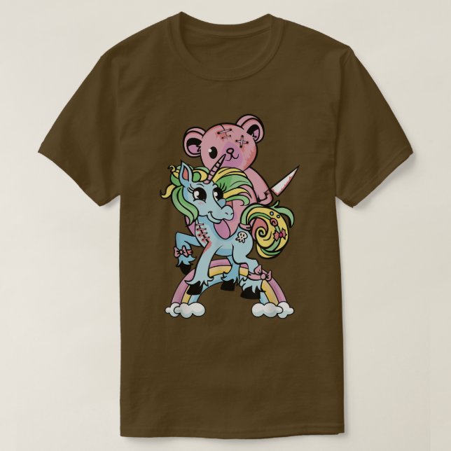 T-shirt Unicorn Bear Rainbow Kawaii Pastel Goth Cute et C (Design devant)