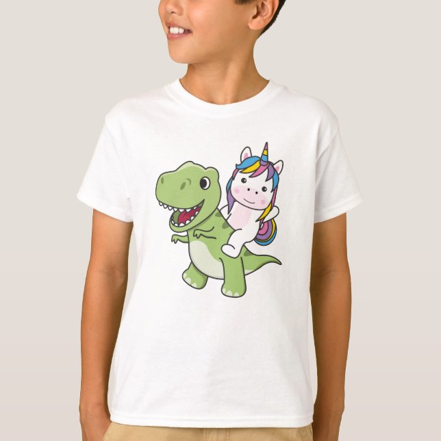 T-shirt Unicorn Circule Sur Trex Cute Dinosaur Avec Unicor (Devant)