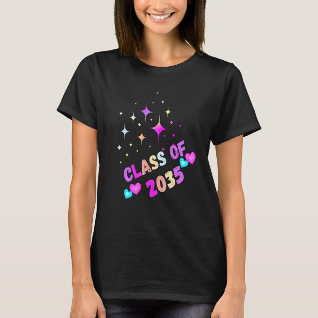 T-shirt Unicorn class of 2035 grow with me (Devant)