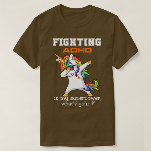 T-shirt Unicorn Combattre le TDAH est ma superpuissance (Design devant)