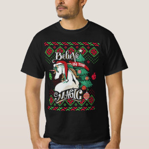 T-shirt Unicorn Croit En La Magie De Noël Laid