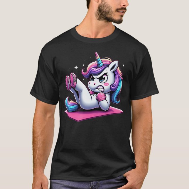 T-shirt Unicorn Crunches Fitness Garçons Filles Hommes Fem (Devant)