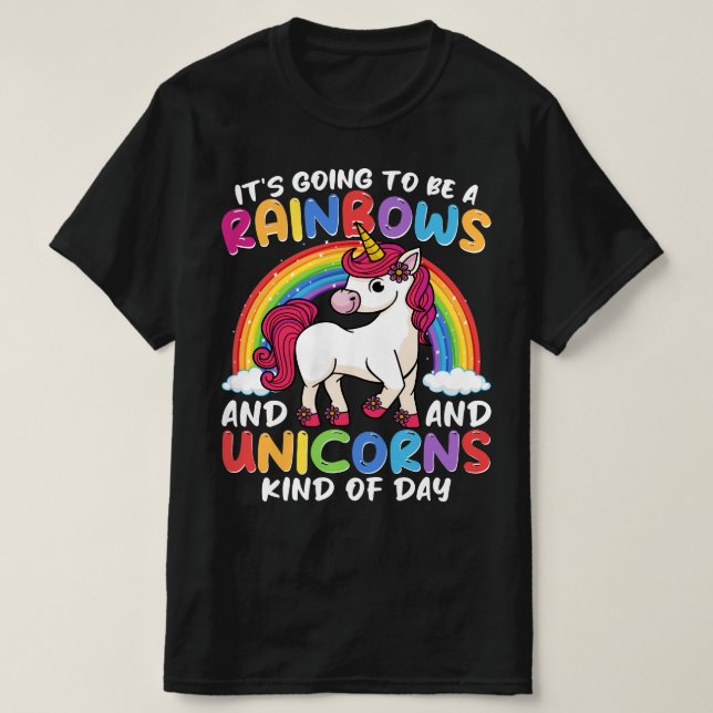 T-shirt Unicorn Cute Whimsical Funny Rainbows Et Unicorns (Design devant)