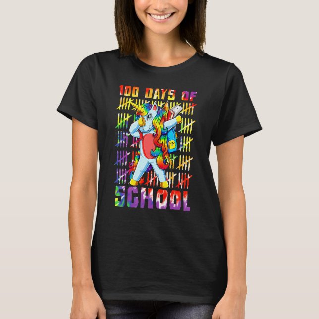 T-shirt Unicorn Dab Dabbing 100th Day Of School 100 Days (Devant)