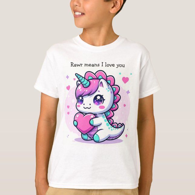 T-shirt Unicorn Dino SHirt ! Rawr veut dire Je t'aime (Devant)