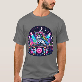 T-shirt Unicorn DJ Rocking Music Festival boy