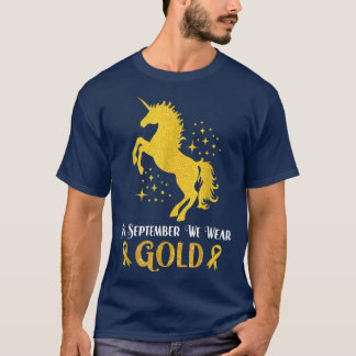T-shirt Unicorn En Septembre Nous Portons Or Cancer Enfanc