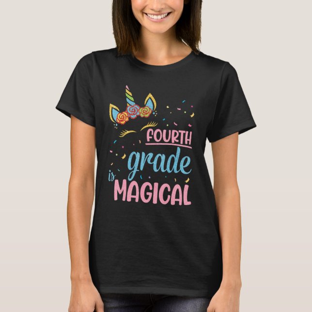T-shirt Unicorn Enseignant étudiant de retour école 4e ann (Devant)