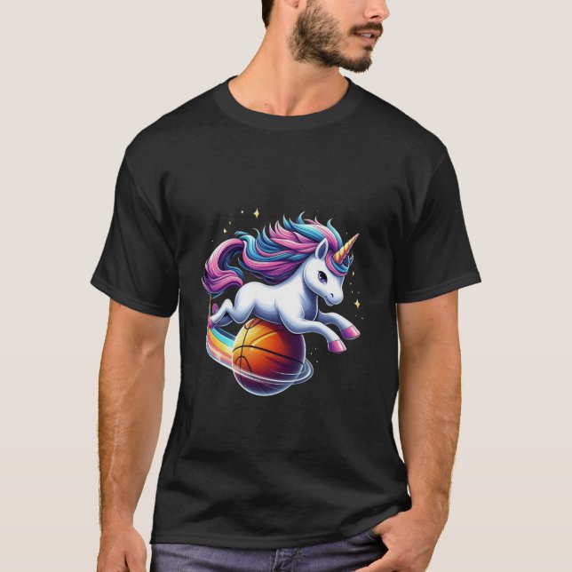 T-shirt Unicorn équitation Basketball Garçons Filles Homme (Devant)
