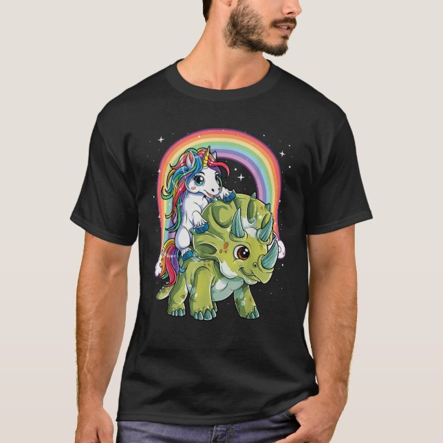 T-shirt Unicorn équitation Dinosaur Triceratops Cadeaux ar (Devant)