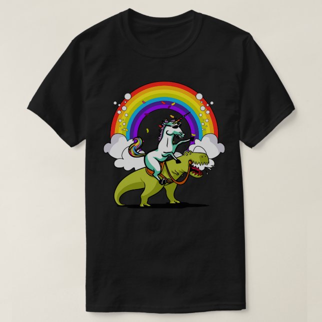 T-shirt Unicorn équitation TRex Dinosaur Parti (Design devant)