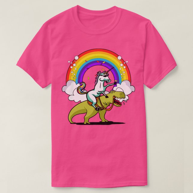 T-shirt Unicorn équitation TRex Dinosaur Parti (Design devant)