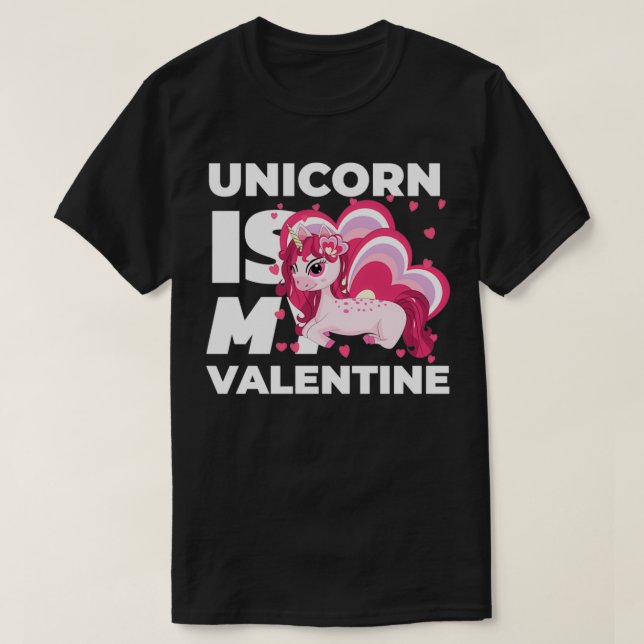 T-shirt Unicorn est ma valentine Design (Design devant)