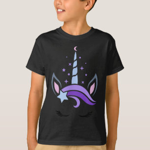 T-shirt Unicorn Face Eyelashes Céleste Lune Star Boho Lu