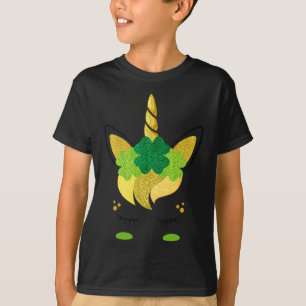 T-shirt Unicorn Face St Patrick's Day Irlandais Girls Kids