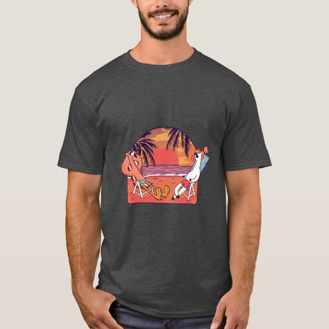 T-shirt Unicorn Flamant rose Beach (Devant)