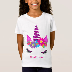 T-Shirt Unicorn Flowery Super mignon fille personnalisée