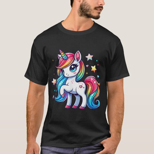 T-shirt Unicorn For Girls Rainbow Magical Unicorn  (Devant)