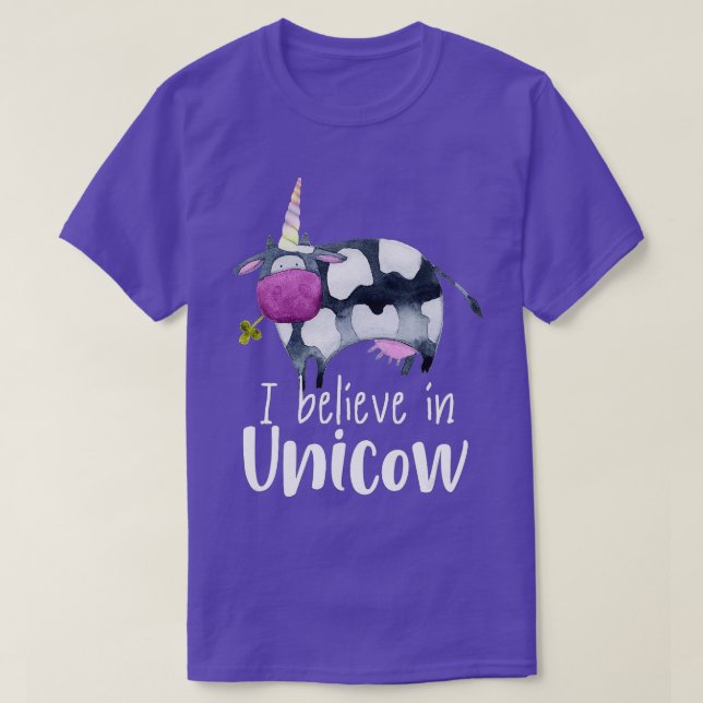 T-shirt Unicorn Funny Cow Je crois en Unicow (Design devant)